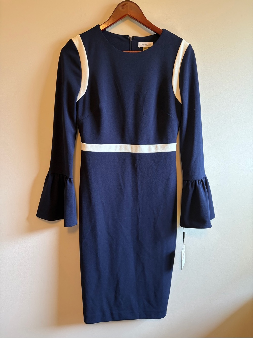 Calvin Klein Navy Dress with White Contrast Bands